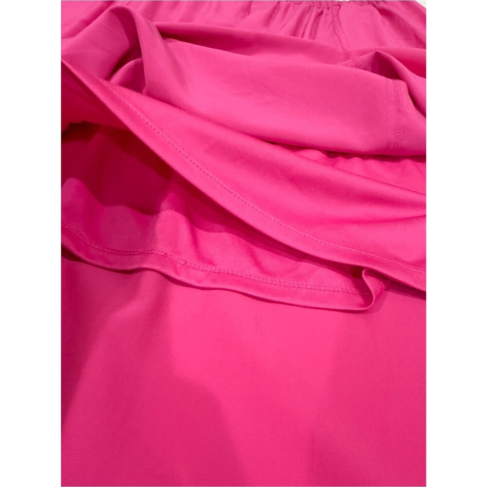 DKNY Handkerchief Hem Mixed Media Pull On Elastic Waist Maxi Skirt Pink XL NEW - Picture 14 of 16